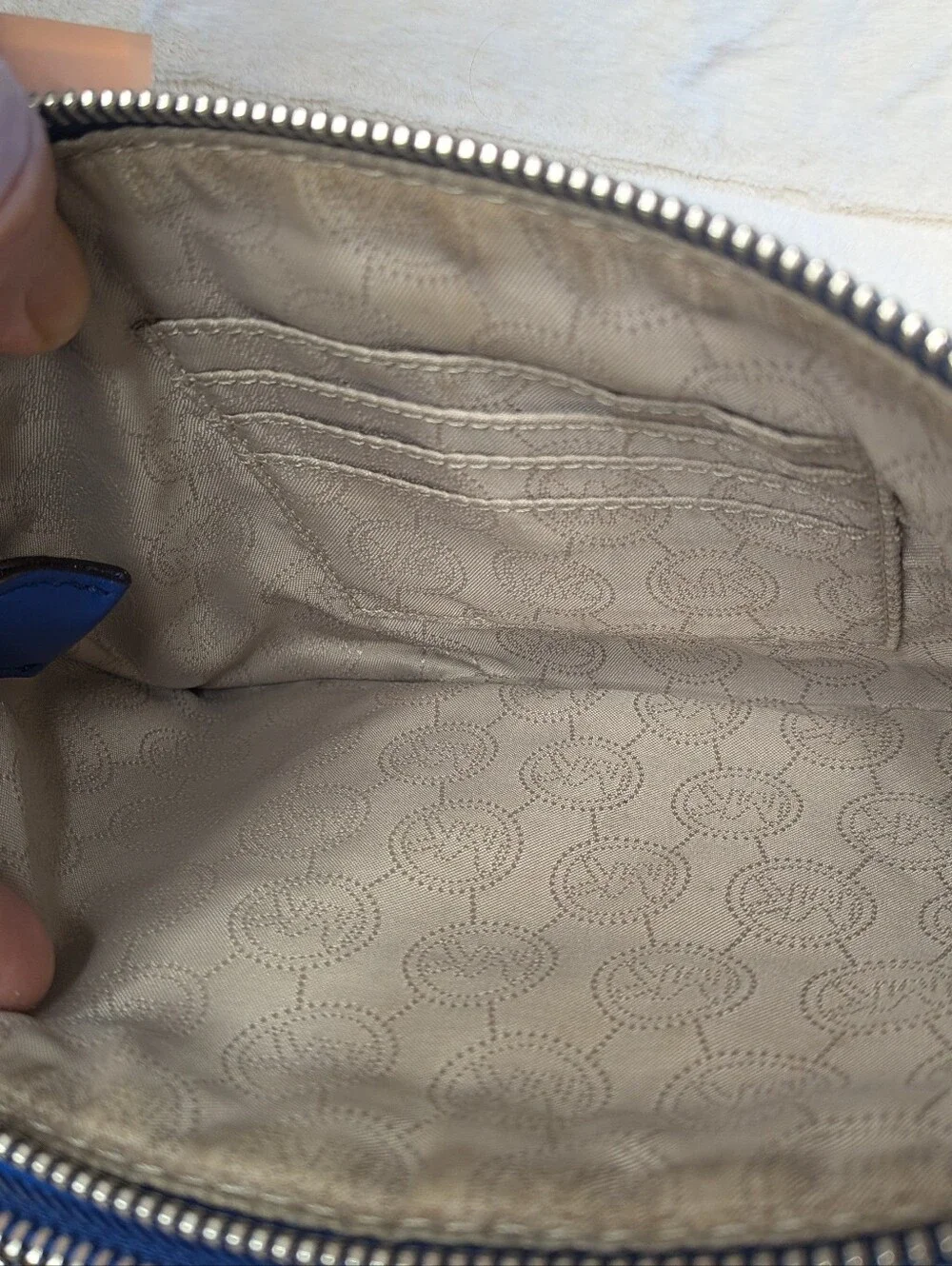 Michael Kors Navy Pebbled Leather Triple Zipper Crossbody